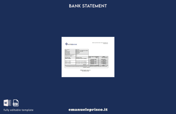 modello di versione Excel dell'estratto conto bancario Afbbank dell'Azerbaigian 